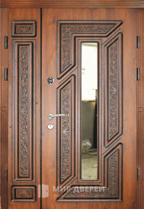 Коттеджная дверь с резьбой и противосъёмные штырями №107 - фото №1