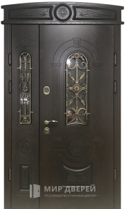Парадная дверь остеклённая с ковкой №109 - фото вид снаружи
