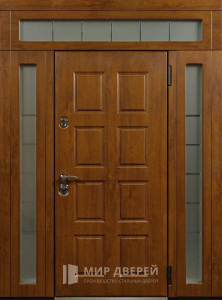 Металлическая дверь остеклённая со верхней и боковыми вставками №24 - фото вид снаружи