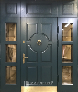 Входная стальная дверь с фрамугой №28 - фото вид снаружи