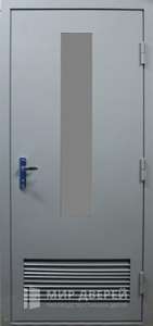 Дверь в котельную со стеклом и вентрешеткой №35 - фото вид снаружи